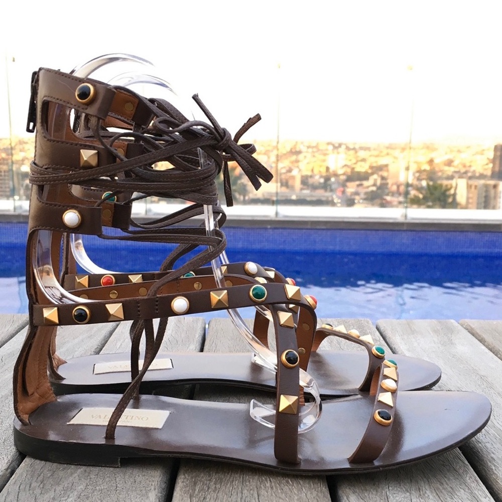 VALENTINO Rockstud Rolling Galdiator Sandals 36